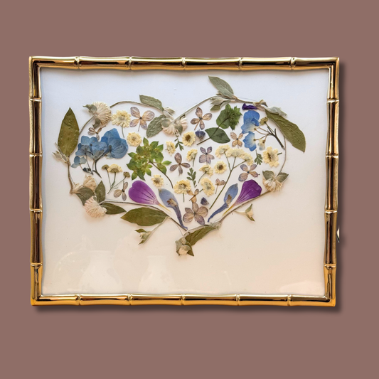 Pressed Flower Heart Original with Frame $85